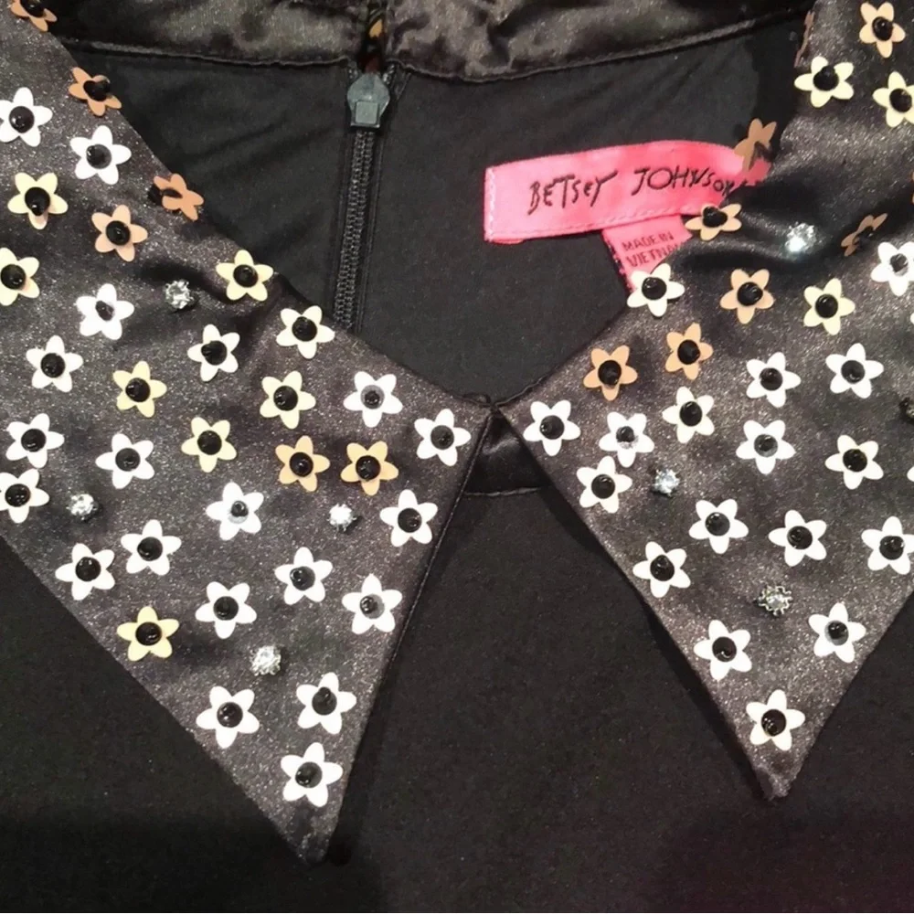 Betsey Johnson Cocktail Dress With Embellished Collar - Picture 9 of 14